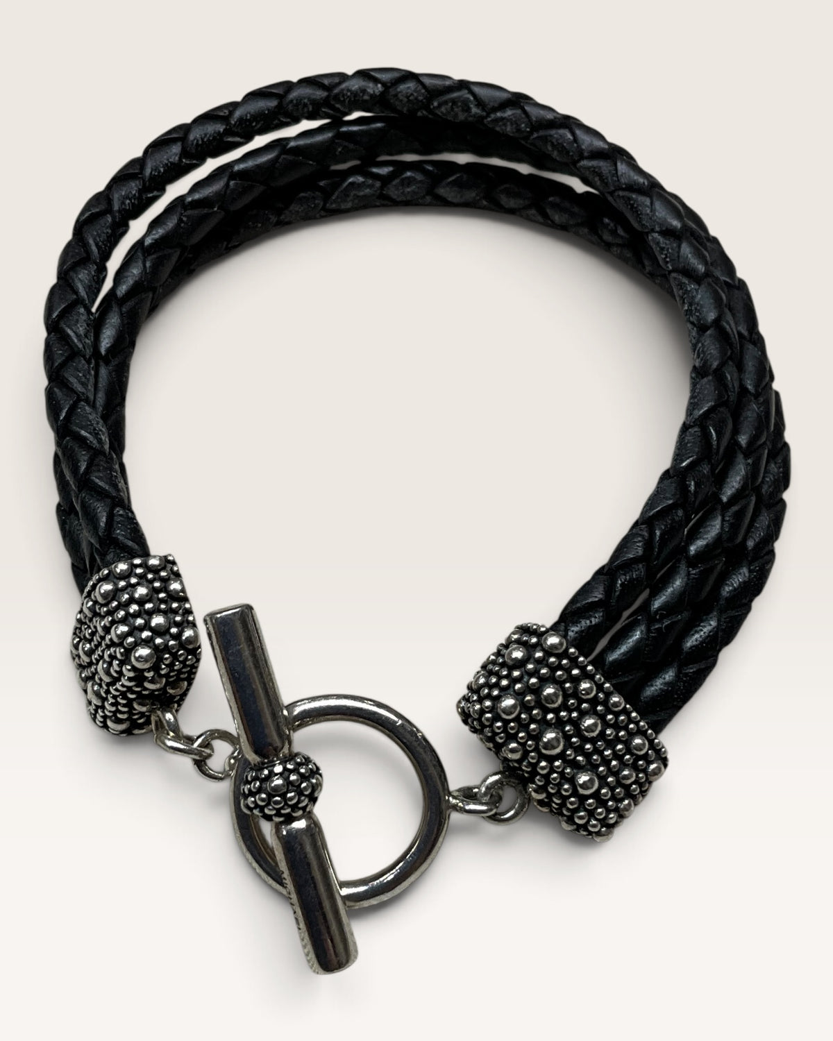 Michael Dawkins Sterling Silver & Leather Starry Night Bracelet - Pre-Loved