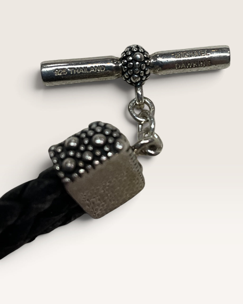 Michael Dawkins Sterling Silver & Leather Starry Night Bracelet - Pre-Loved