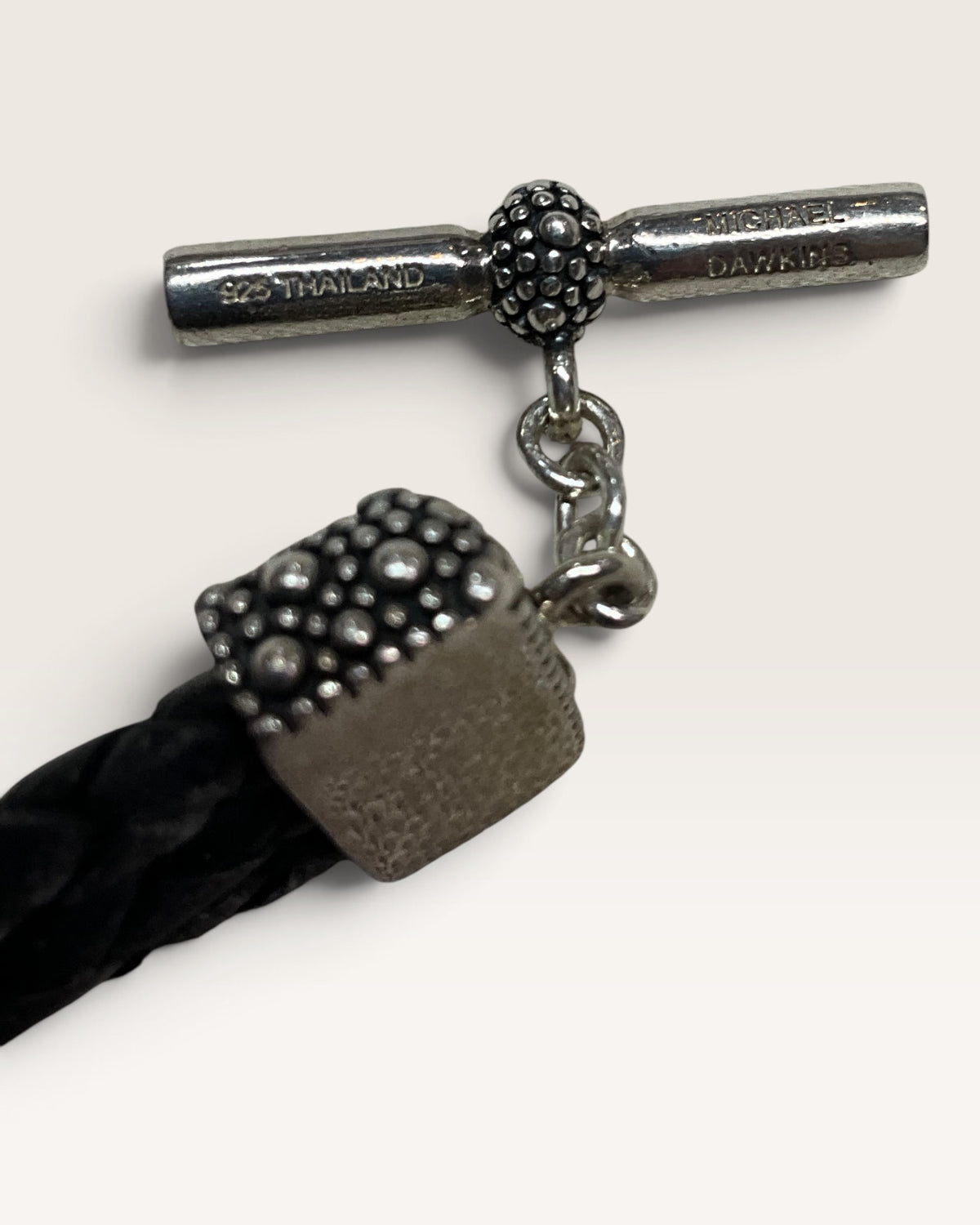 Michael Dawkins Sterling Silver & Leather Starry Night Bracelet - Pre-Loved