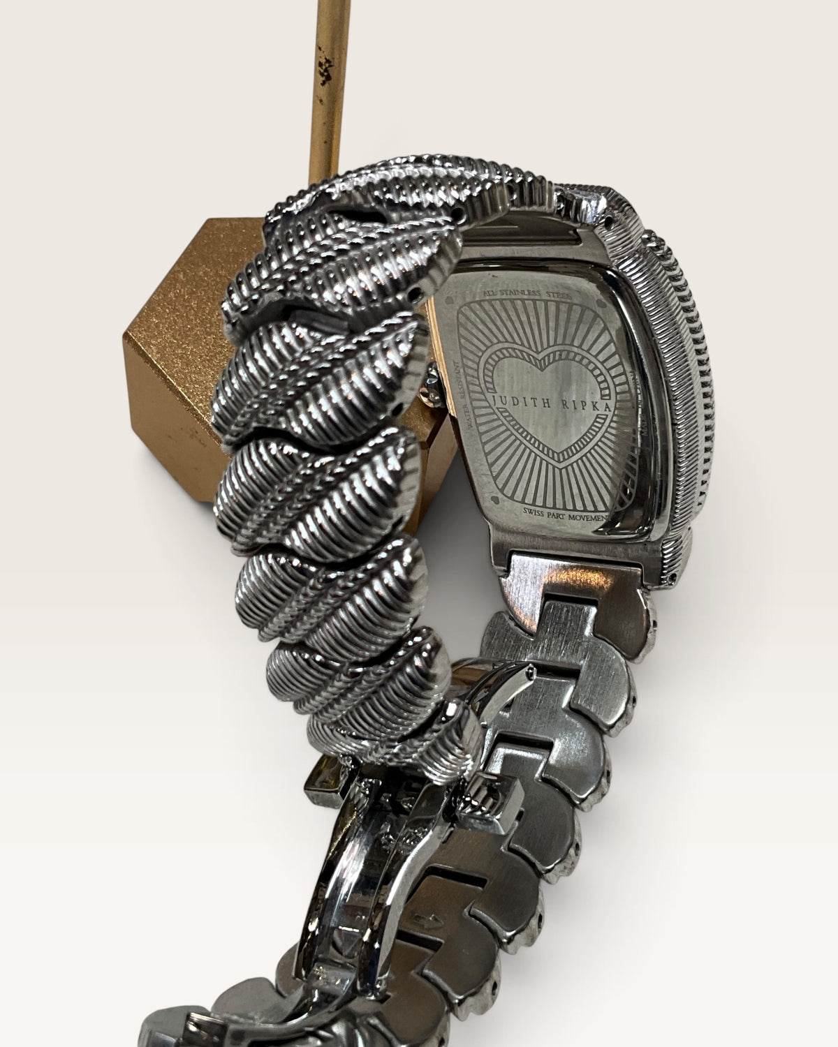 Judith Ripka Two-Tone Stainless Steel Quartz Watch with Textured Rope Detail Bracelet & Mother of Pearl Dial - Pre-Loved