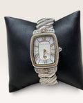 Judith Ripka Two-Tone Stainless Steel Quartz Watch with Textured Rope Detail Bracelet & Mother of Pearl Dial - Pre-Loved