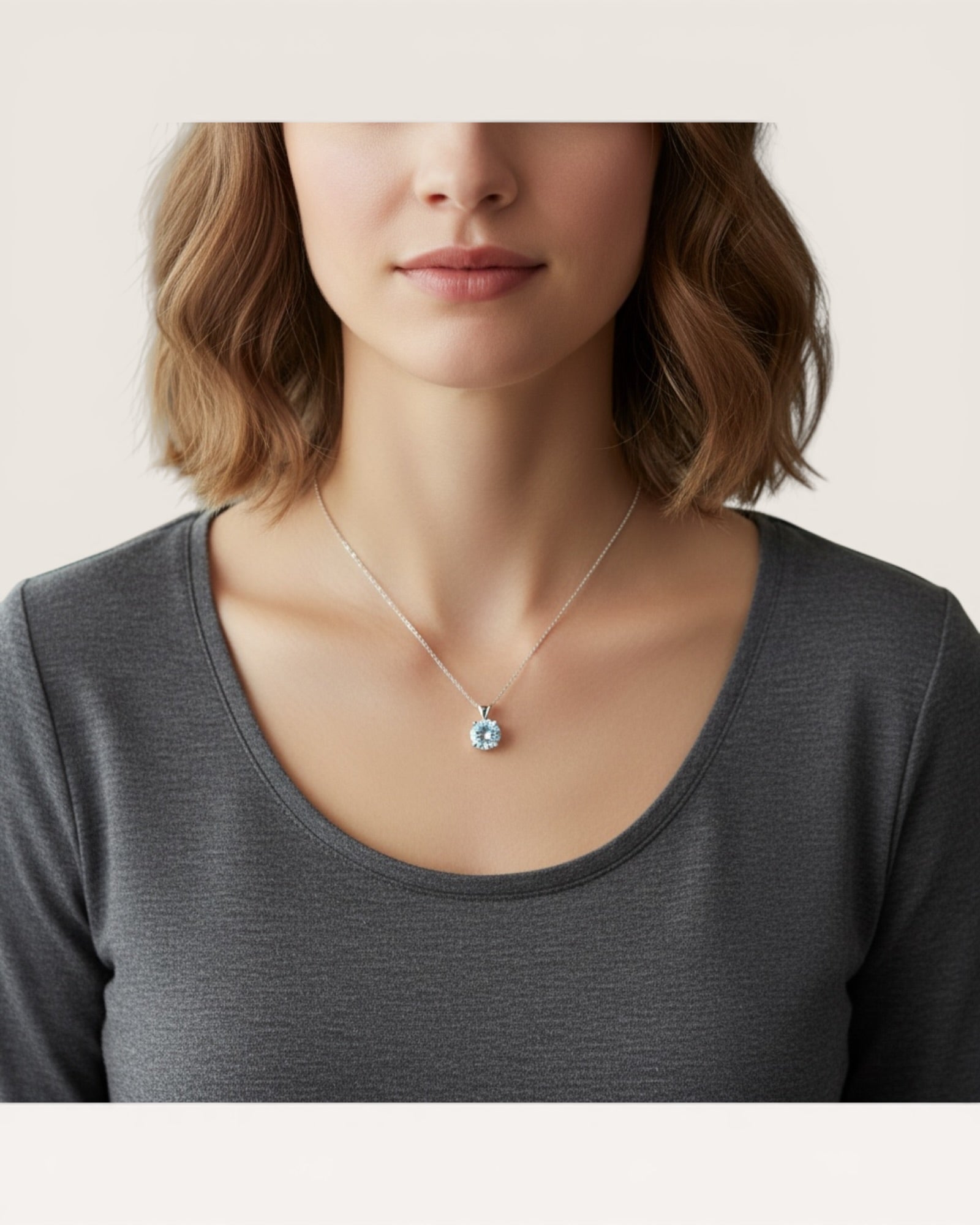 Terra Vanessa Sky Blue Topaz with 18” Sterling Silver Chain  - NOS