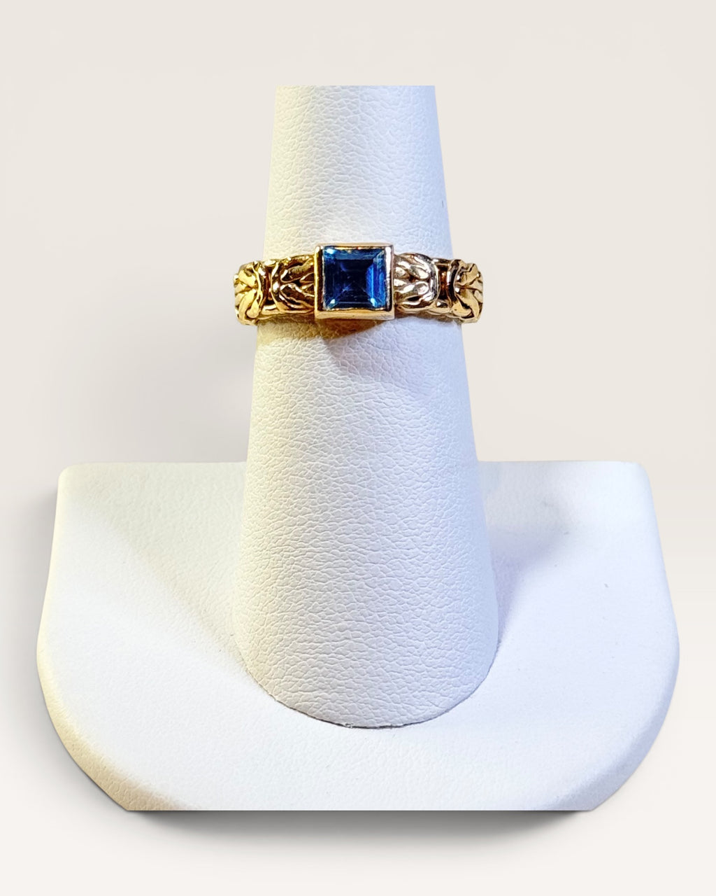 Gold over Sterling Silver Blue Topaz Gemstone Ring - Estate Sale (Great Condition)