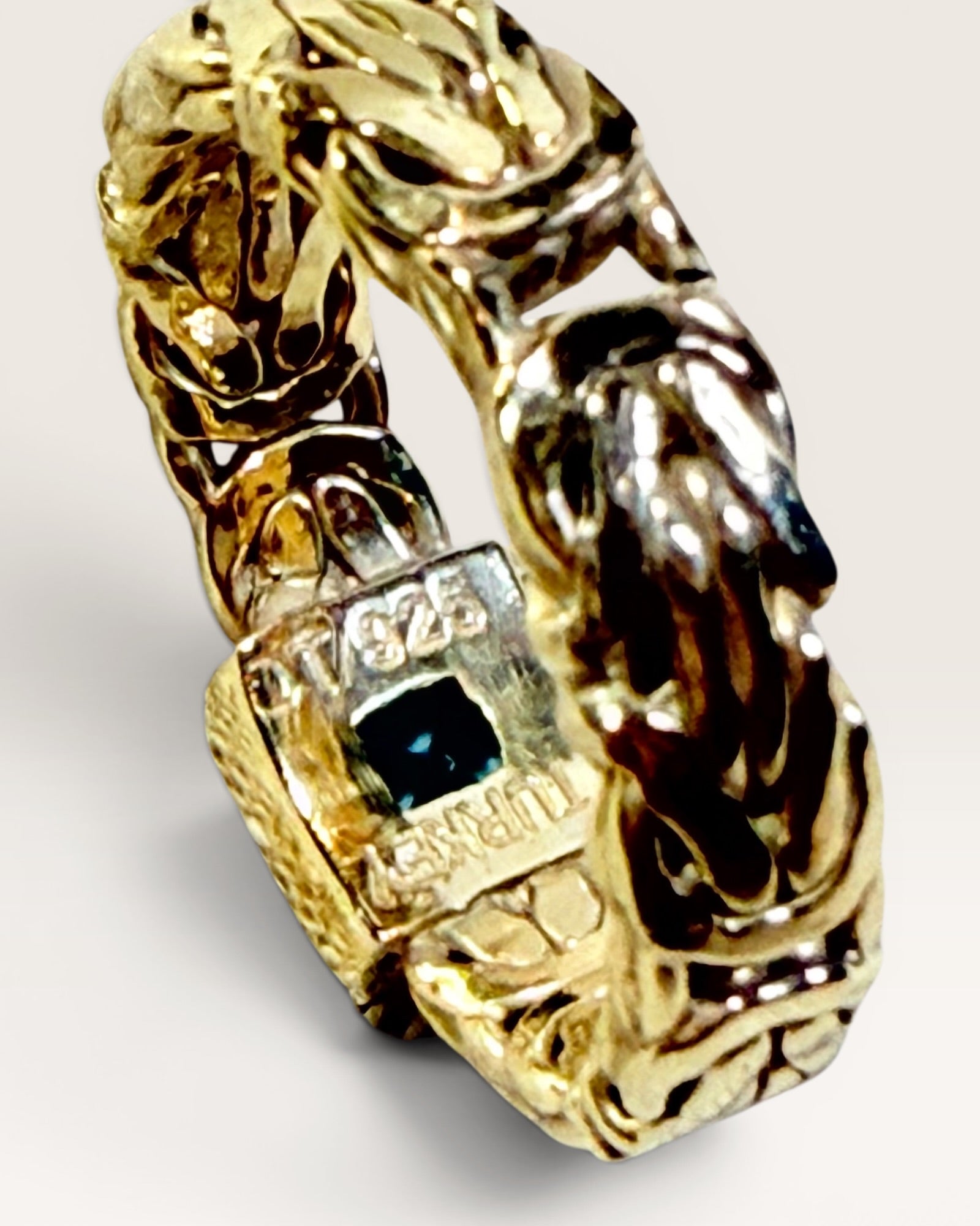 Gold over Sterling Silver Blue Topaz Gemstone Ring - Estate Sale (Great Condition)