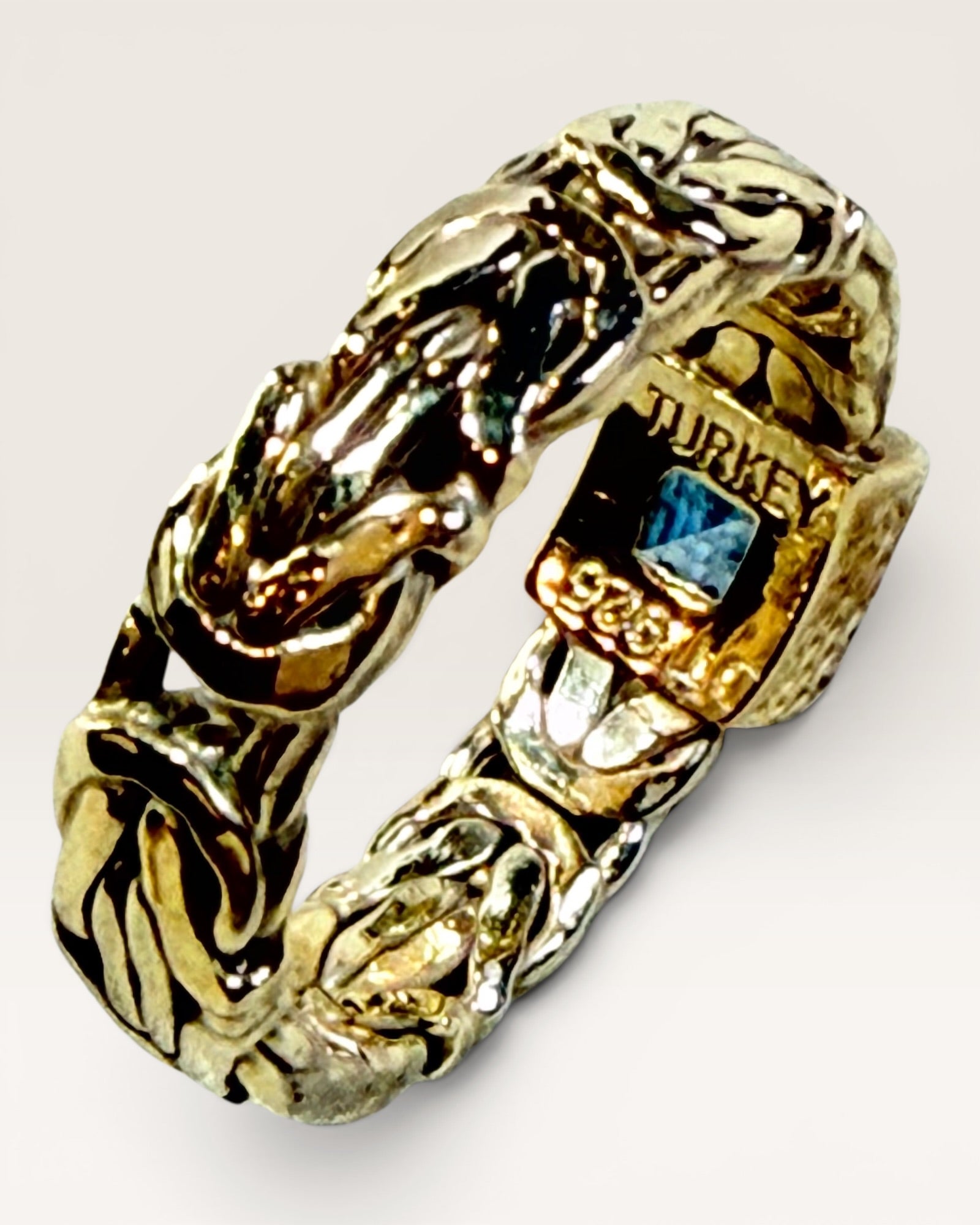 Gold over Sterling Silver Blue Topaz Gemstone Ring - Estate Sale (Great Condition)