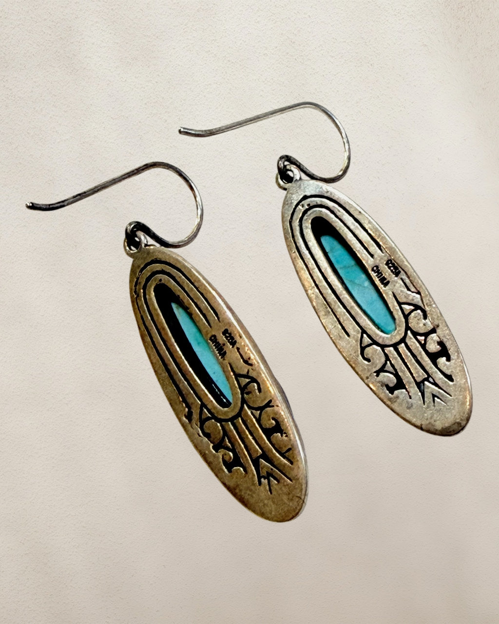 Sterling Silver Turquoise Dangle Earrings - Estate Sale (Great Condition)