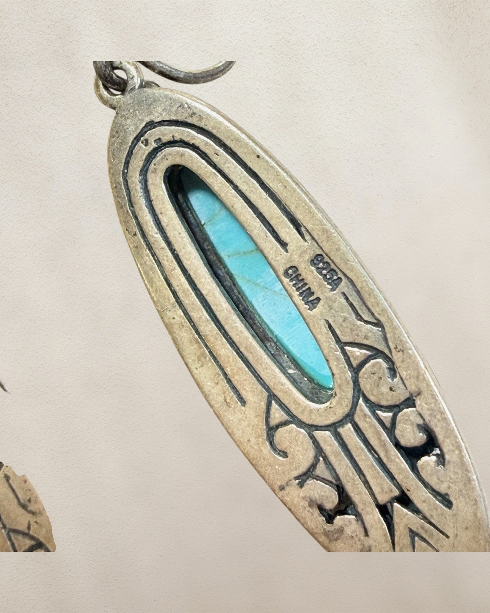 Sterling Silver Turquoise Dangle Earrings - Estate Sale (Great Condition)