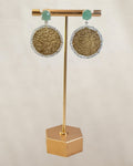 Gold over Sterling Silver Jade Post Dangle Earrings - Estate Sale (Great Condition)