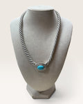 Judith Ripka Turquoise Pendant With Silver Silk Cord Sterling Silver Necklace