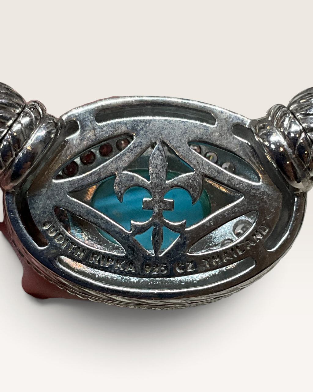 Judith Ripka Turquoise Pendant With Silver Silk Cord Sterling Silver Necklace