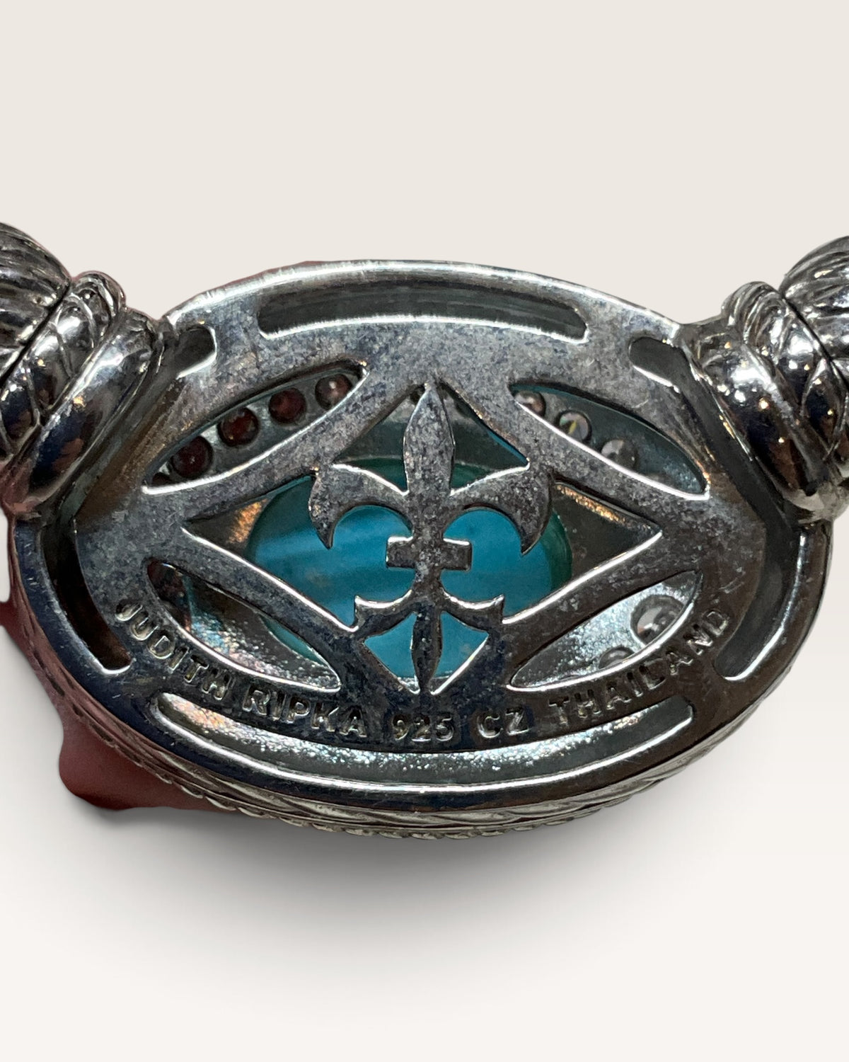 Judith Ripka Turquoise Pendant With Silver Silk Cord Sterling Silver Necklace