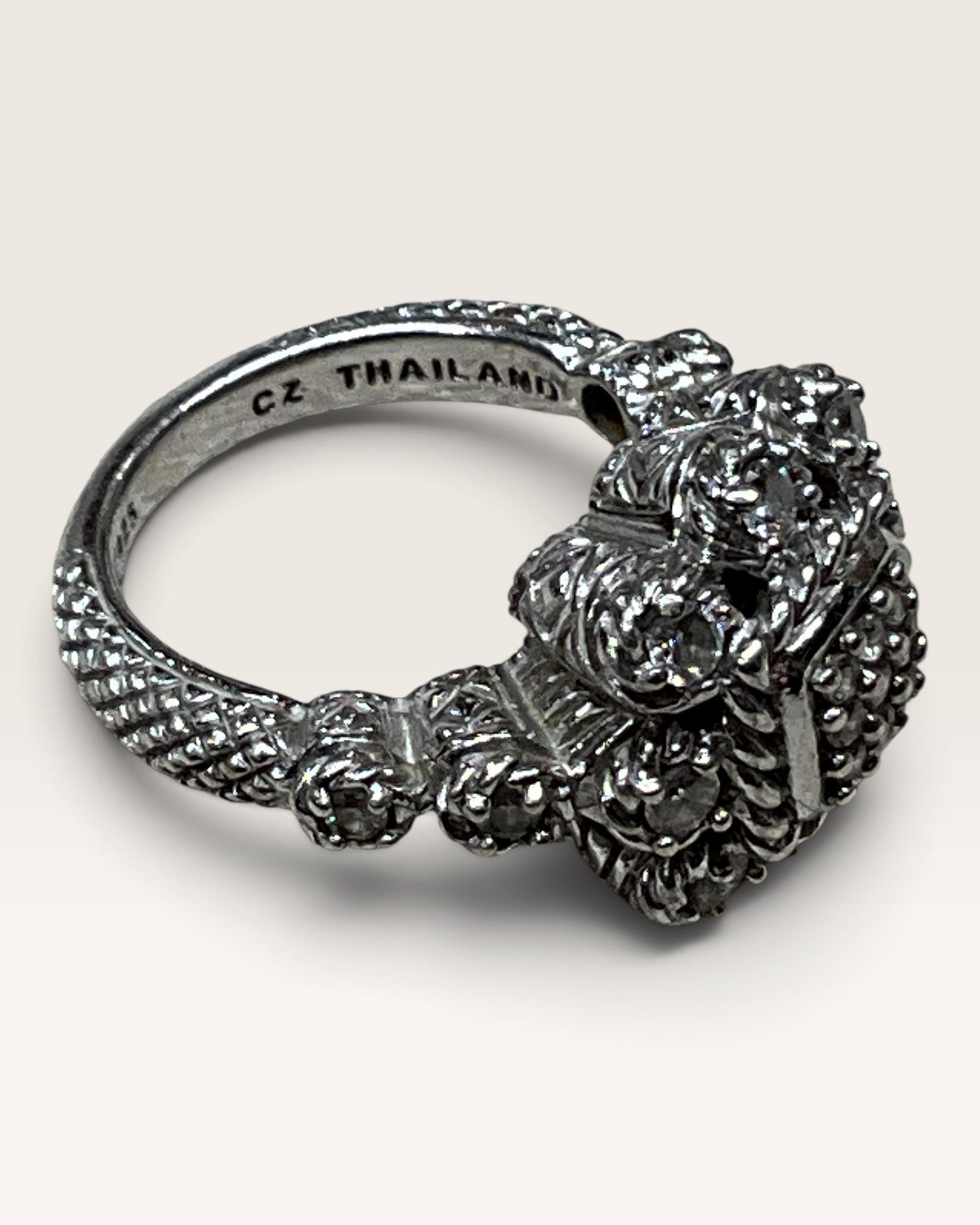 Judith Ripka Sterling Silver Flower Pave Cluster CZ Ring - Pre-Loved