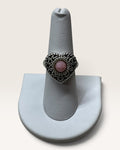 Judith Ripka Sterling Silver Heart Ring with Pink Cabochon - Pre-Loved