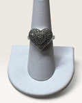 925 Sterling Silver Real Round-Cut Diamond Heart Ring - Pre-Loved