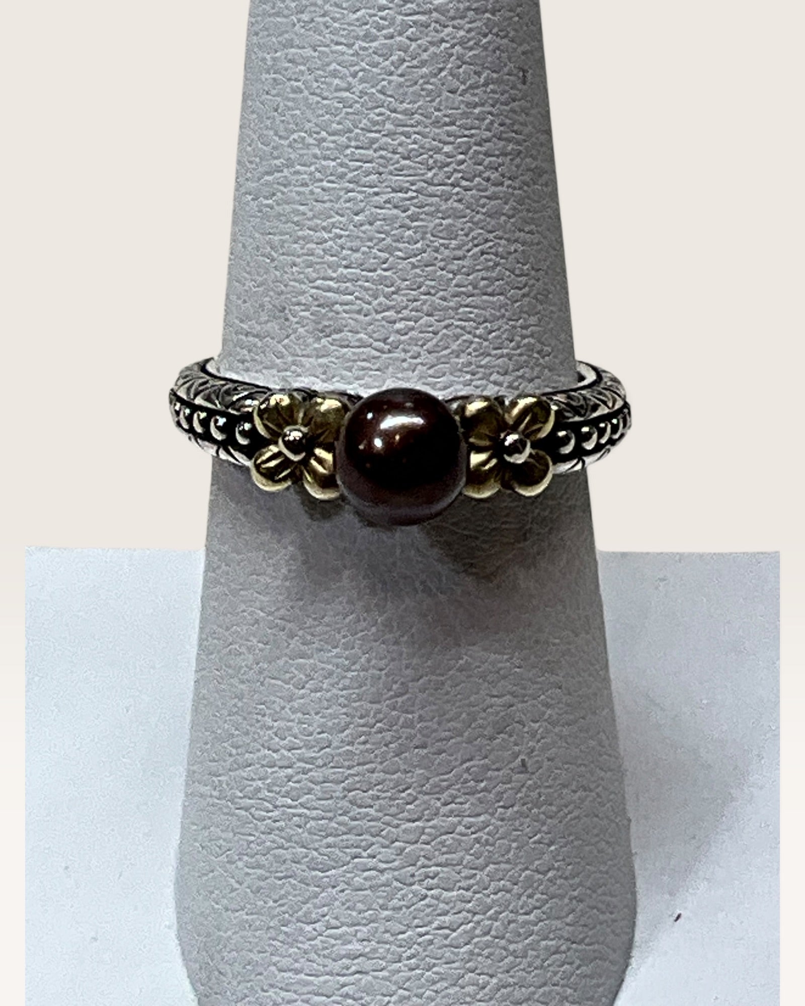 Barbara Bixby 925 Sterling Silver & 18K Yellow Gold Pearl Ring - Pre-Loved