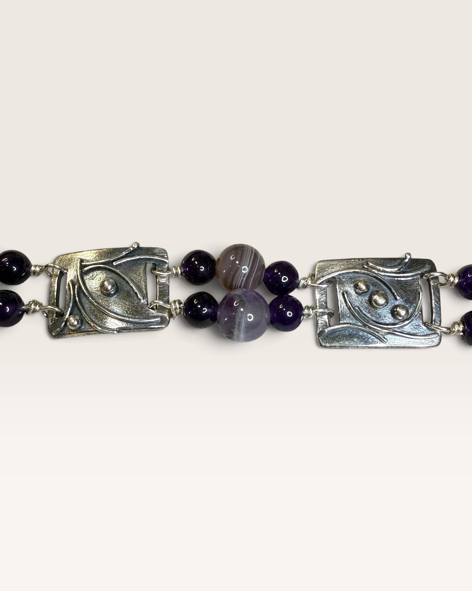 Regina Marie Amethyst and Agate Sterling Silver Bracelet - Pre-Loved