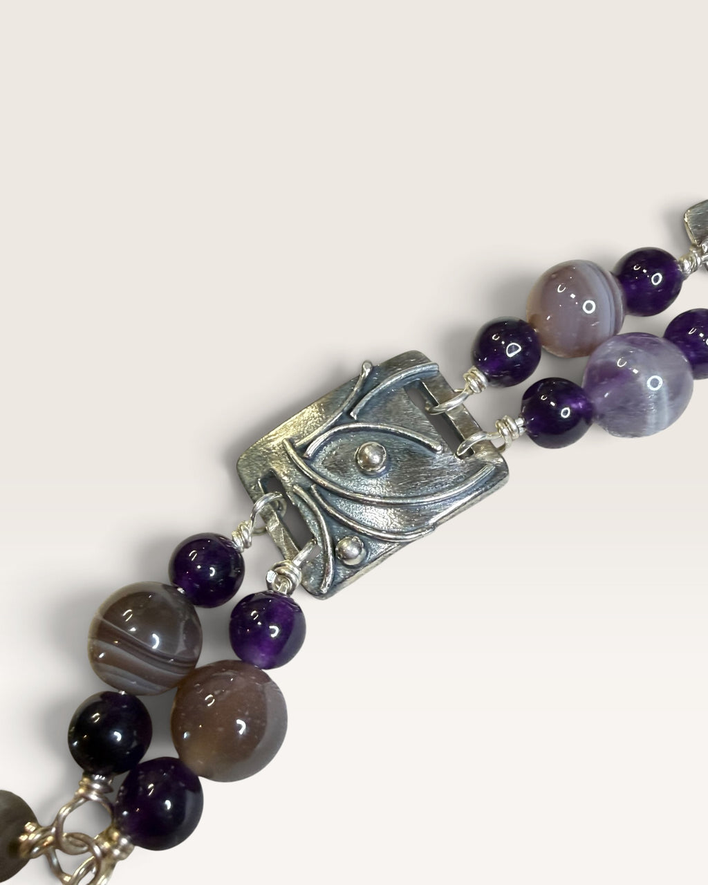 Regina Marie Amethyst and Agate Sterling Silver Bracelet - Pre-Loved