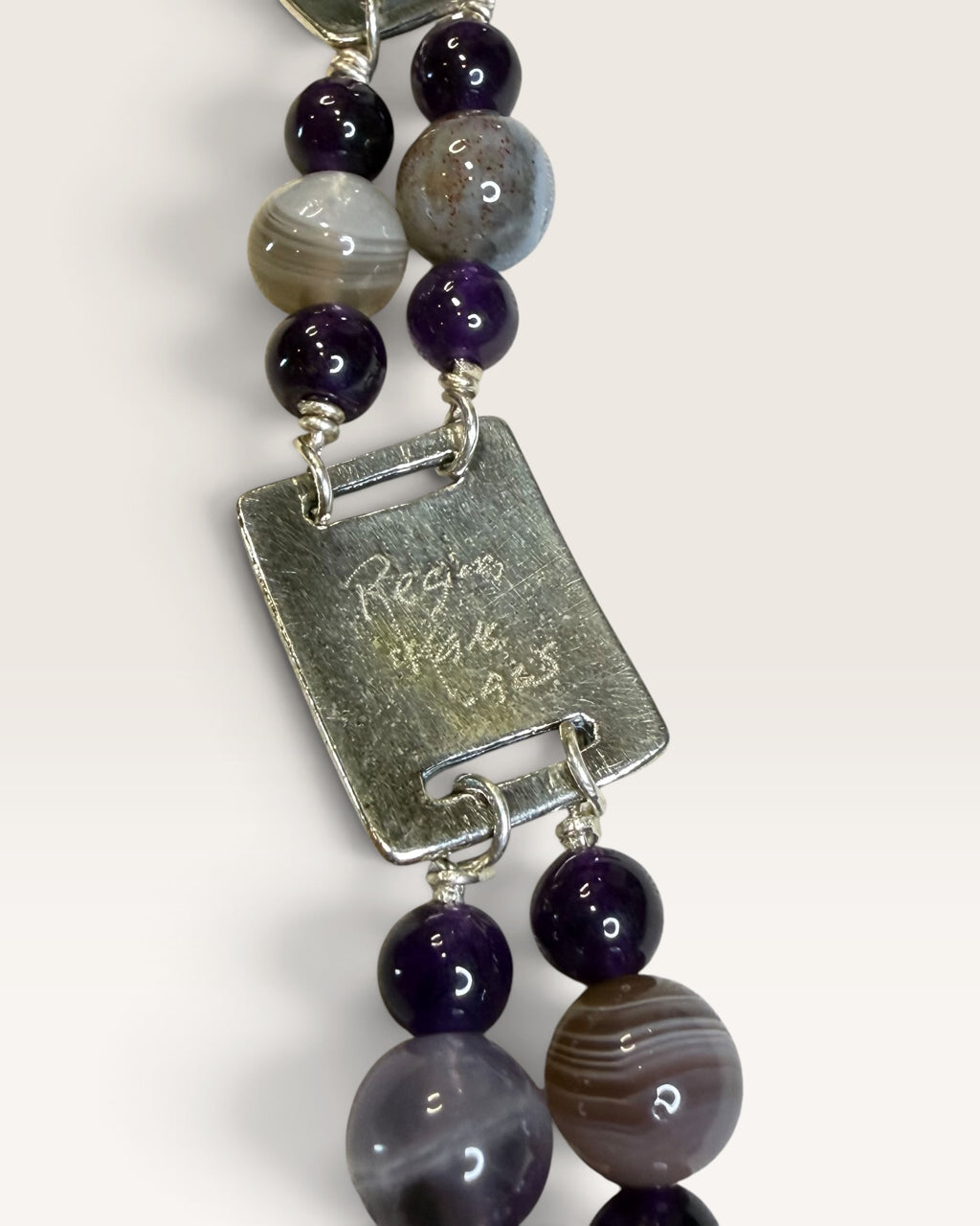 Regina Marie Amethyst and Agate Sterling Silver Bracelet - Pre-Loved