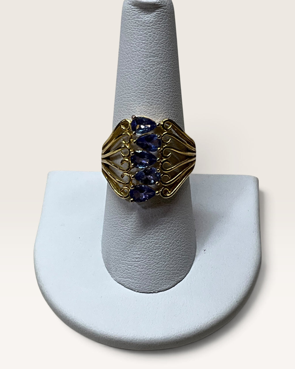 Tanzanite 18k Yellow Gold Over Sterling Silver 5-stone Ring - Pre-Loved