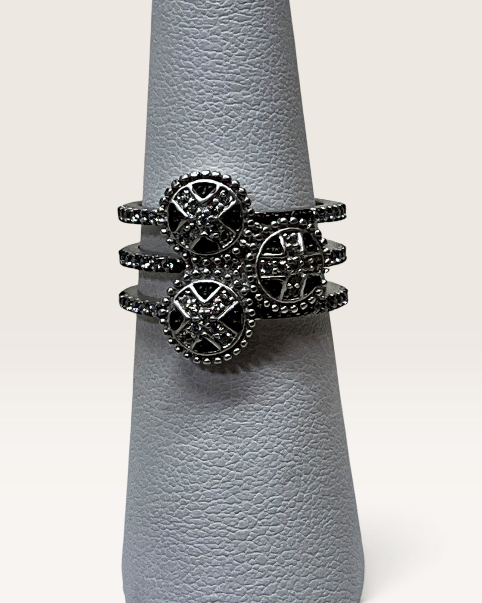 Freida Rothman Circular Cluster Motif with Black & White Pave Stones - Pre-Loved