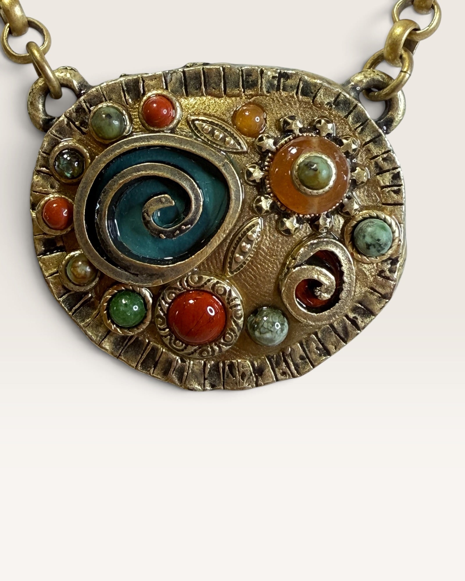 Michal Golan Colorful Large Spiral Pendant Necklace - Pre-Loved