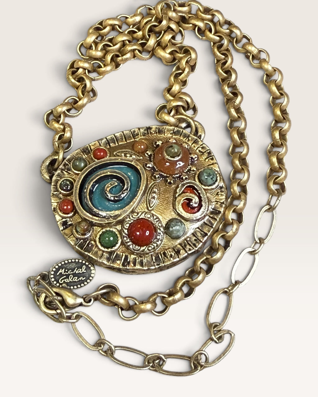 Michal Golan Colorful Large Spiral Pendant Necklace - Pre-Loved