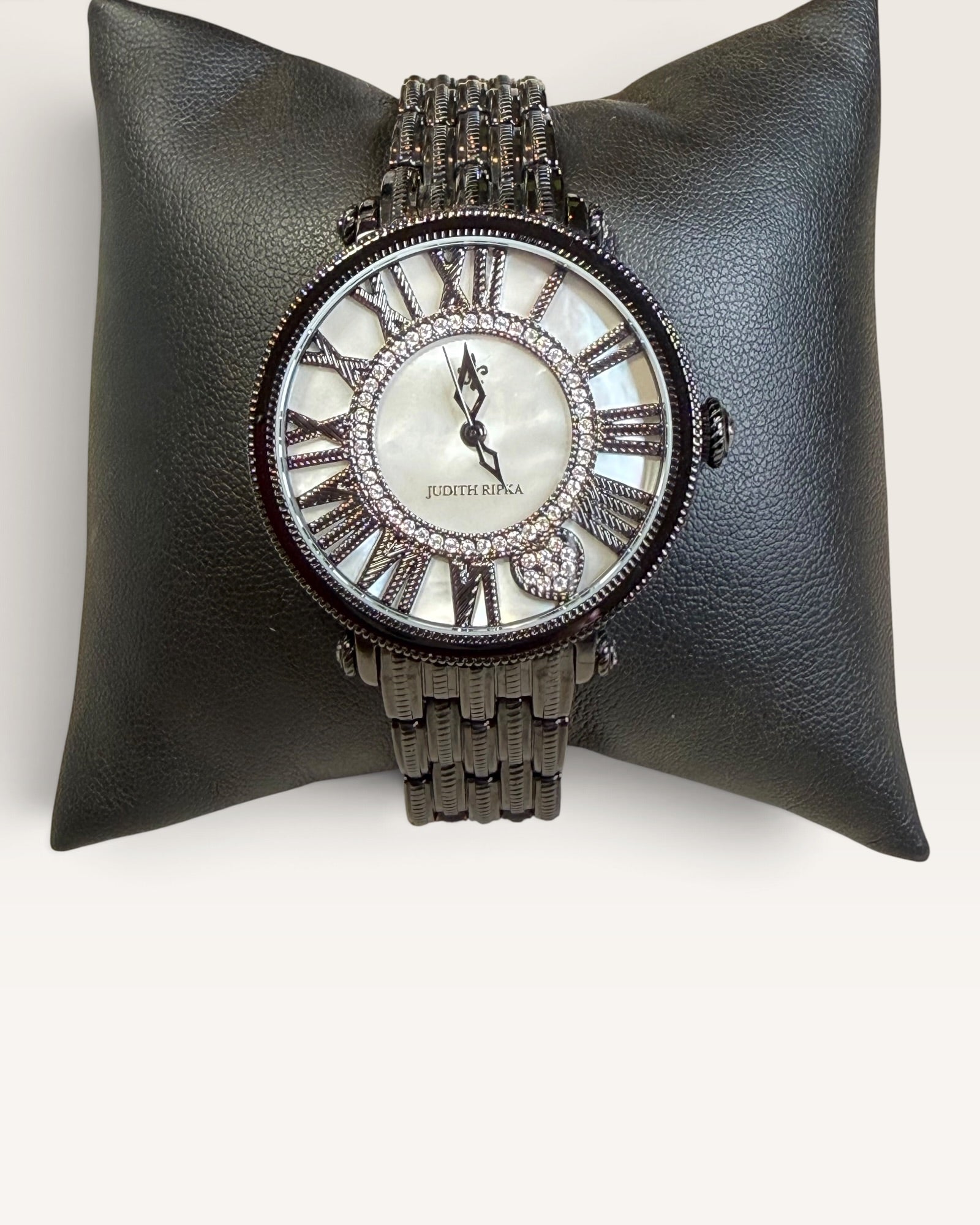 Judith Ripka Stainless Steel Black London Watch White Small
