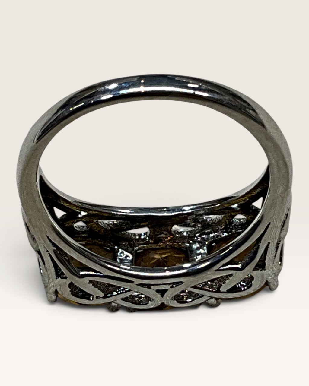 Nicky Butler Three-Stone Citrine Cocktail Sterling Silver Ring - Pre-Loved