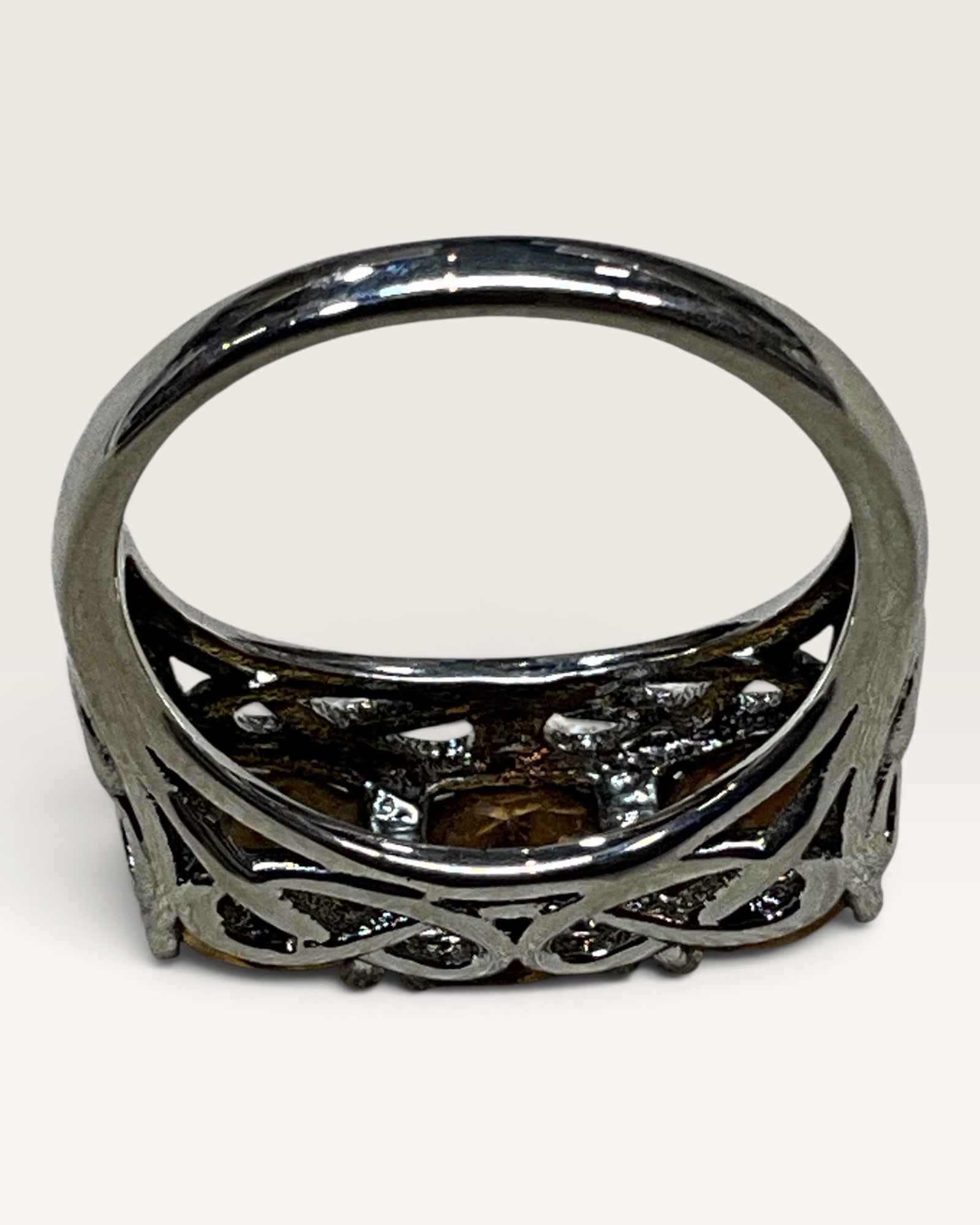Nicky Butler Three-Stone Citrine Cocktail Sterling Silver Ring - Pre-Loved