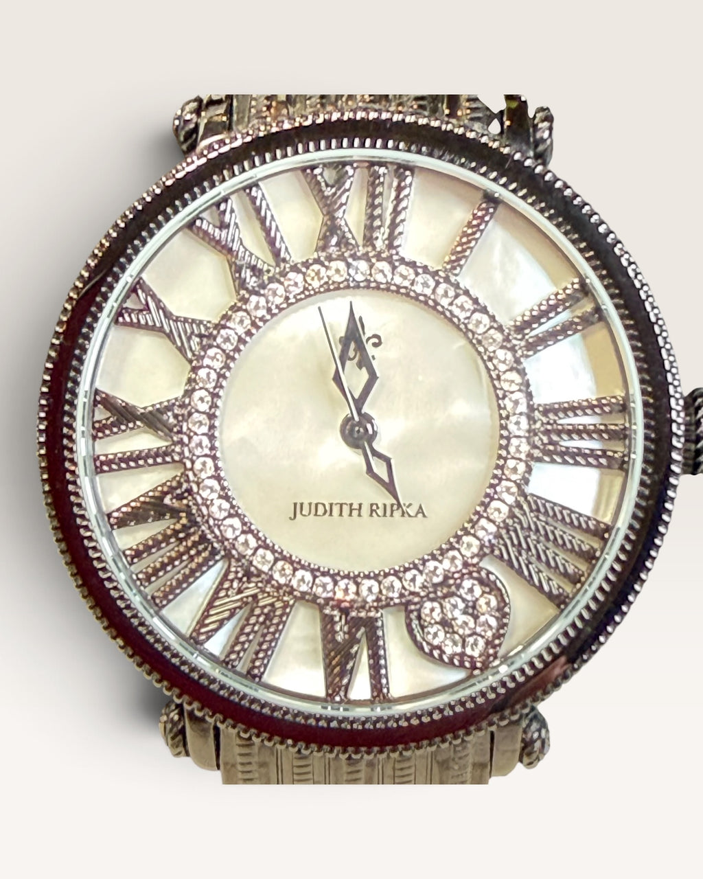 Judith Ripka Stainless Steel Black London Watch White Small