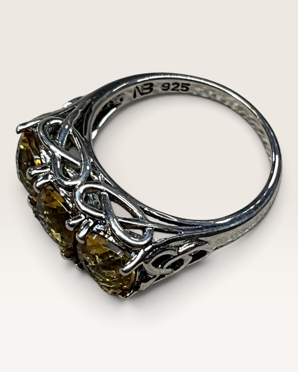 Nicky Butler Three-Stone Citrine Cocktail Sterling Silver Ring - Pre-Loved