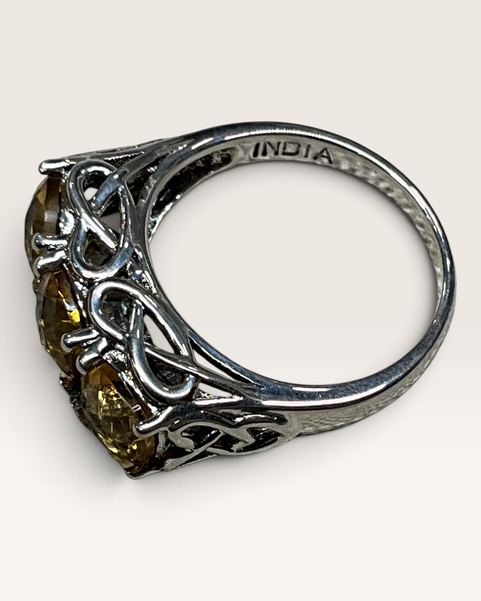 Nicky Butler Three-Stone Citrine Cocktail Sterling Silver Ring - Pre-Loved