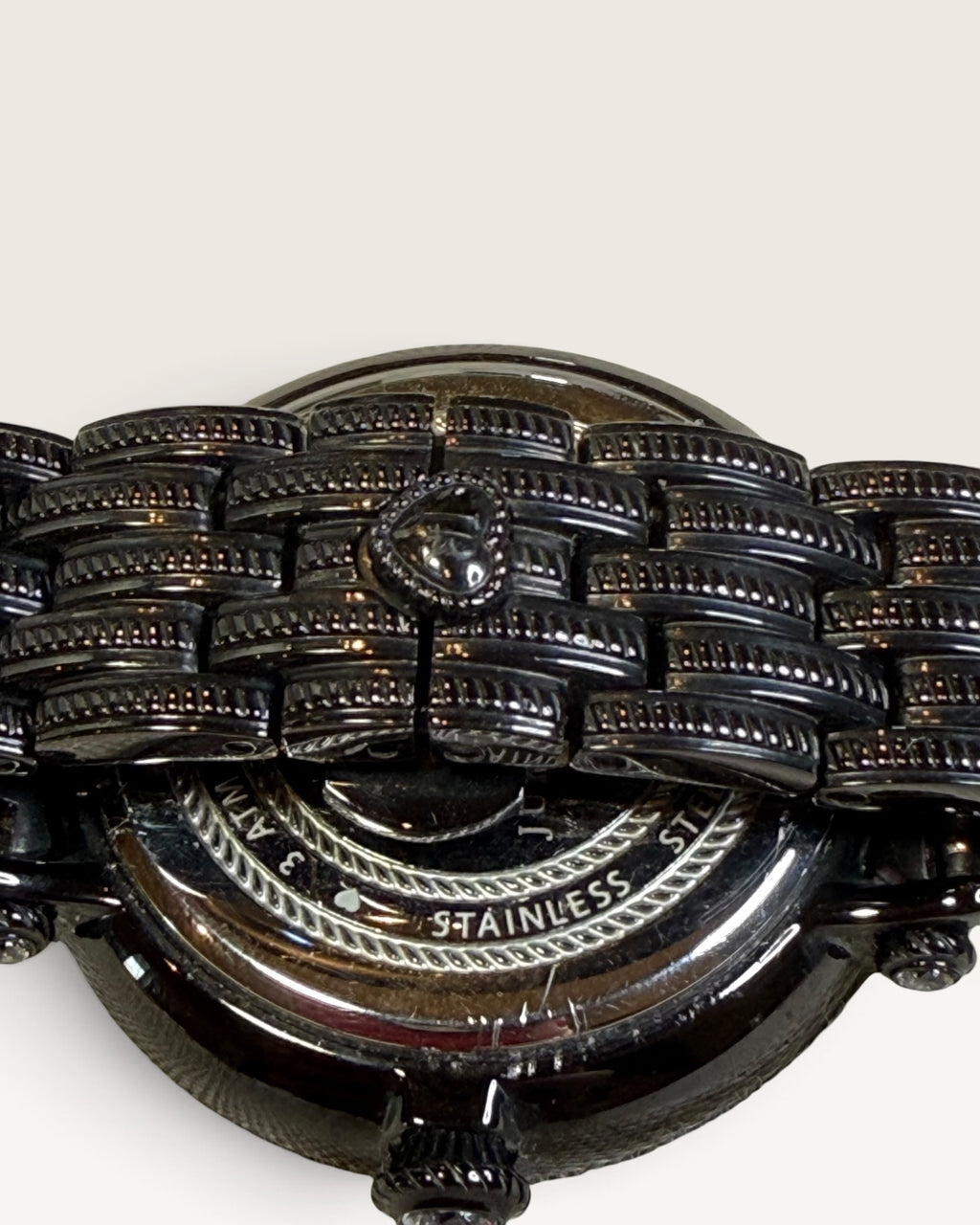 Judith Ripka Stainless Steel Black London Watch White Small