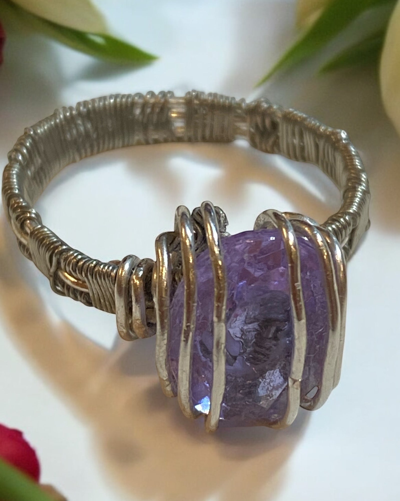 CZ Amethyst Wire Wrapped Ring