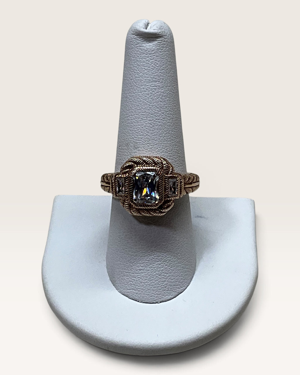 Judith Ripka Thailand Gold Over Sterling Silver Emerald CZ Ring - Pre-Loved
