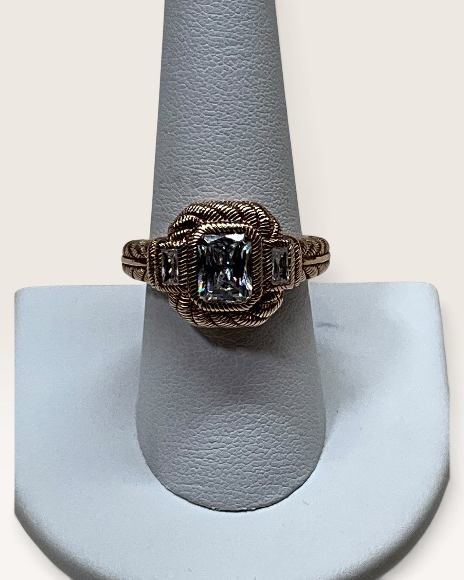 Judith Ripka Thailand Gold Over Sterling Silver Emerald CZ Ring - Pre-Loved