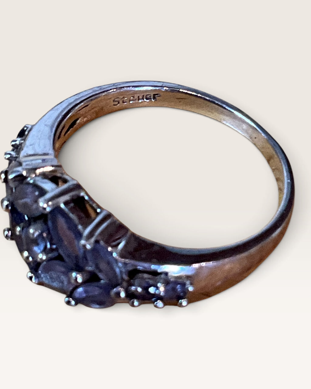 Stauer Sterling Silver Tanzanite Cluster Ring - Pre-Loved