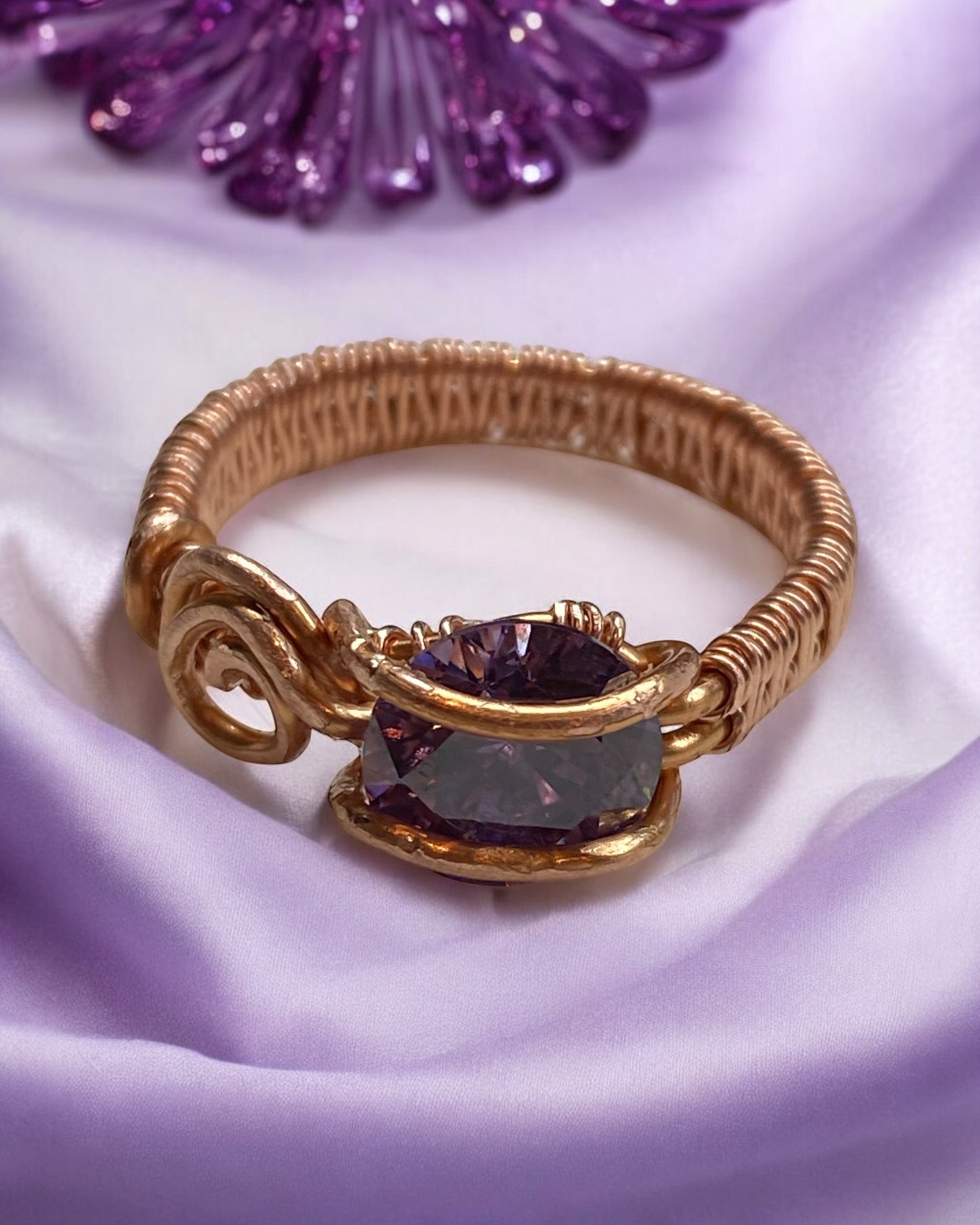Amethyst Wire Wrapped Ring (Size 7)