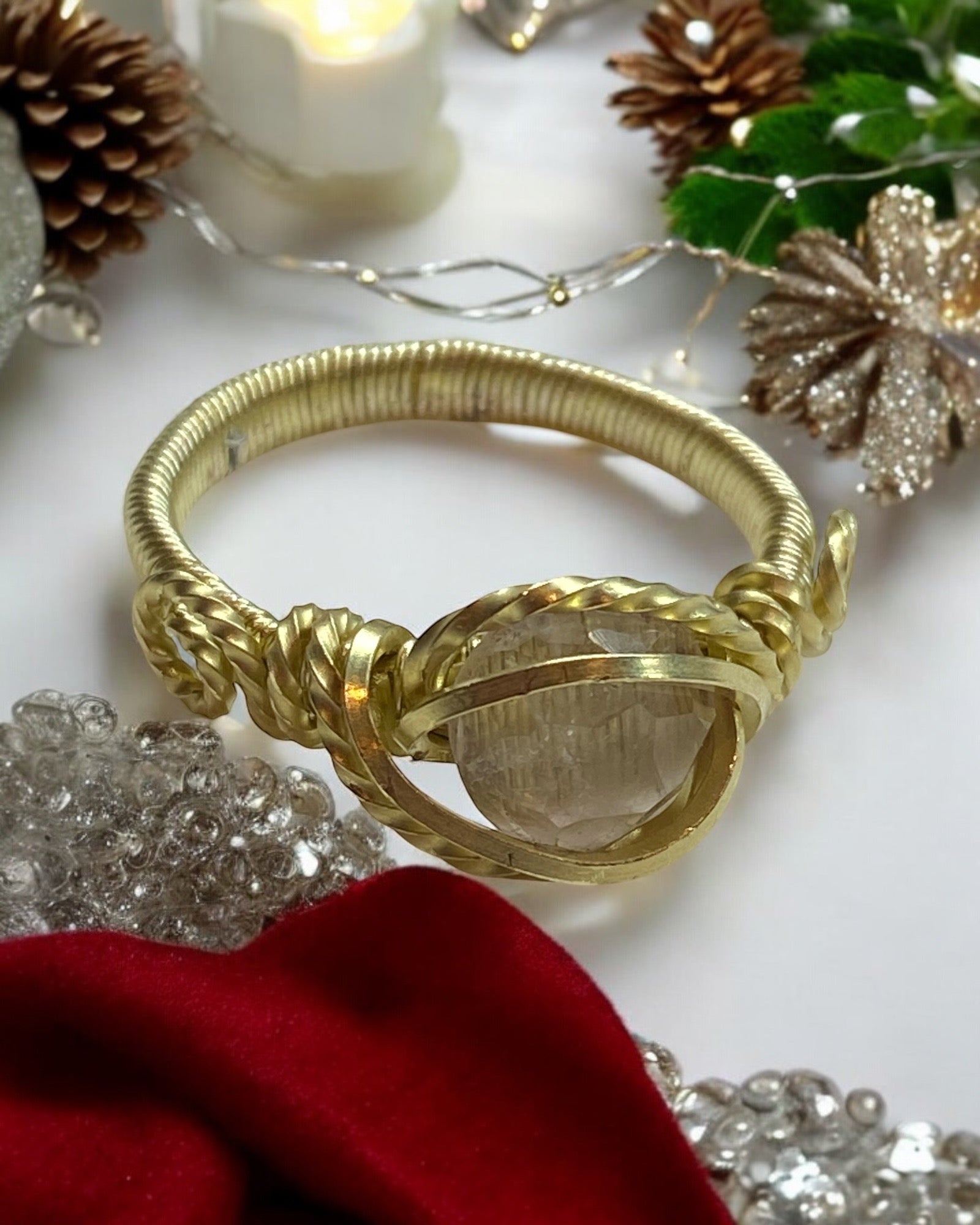 Rose Quartz Wire Wrapped Ring (Size 7.5)