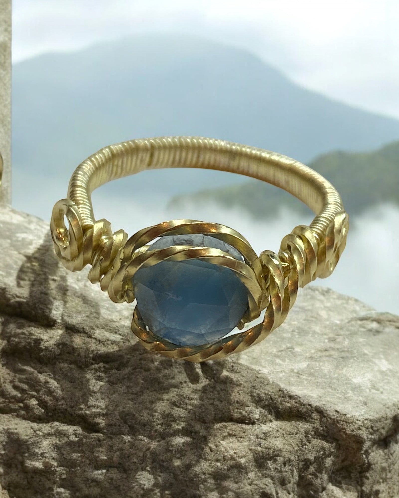 Aquamarine Wire Wrapped Ring (Size 7)