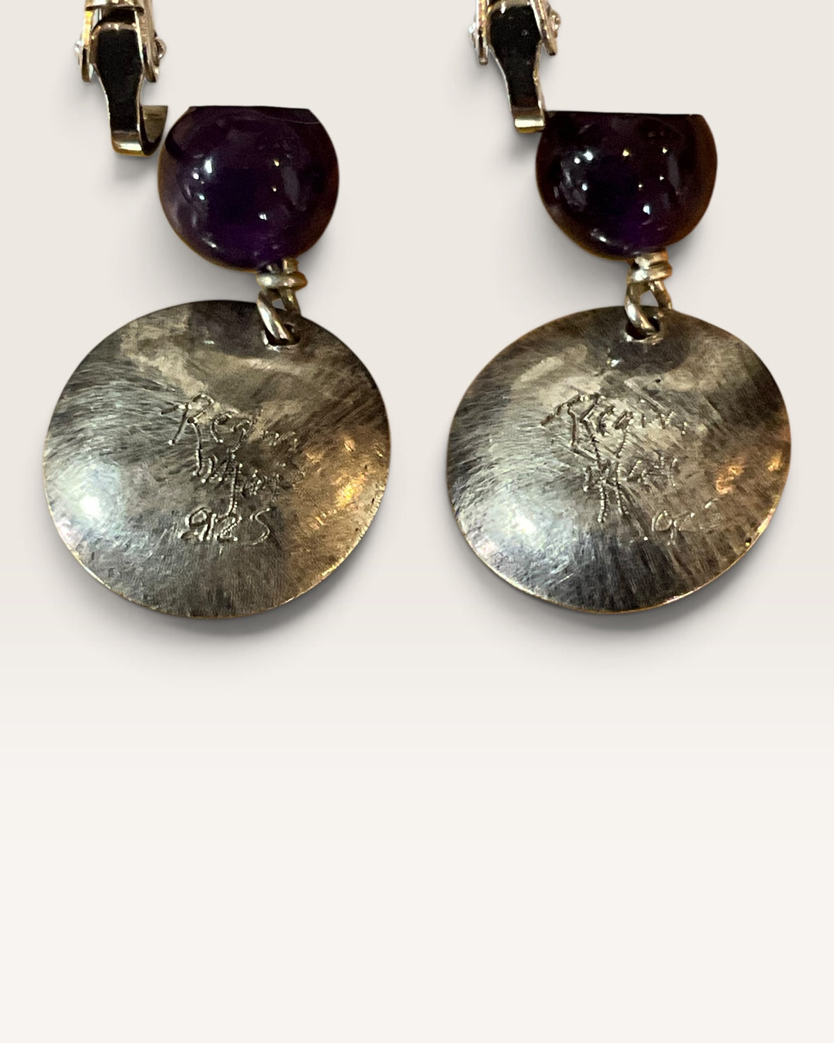 Regina Marie Sterling Silver Amethyst Clip On Earrings - Pre-Loved