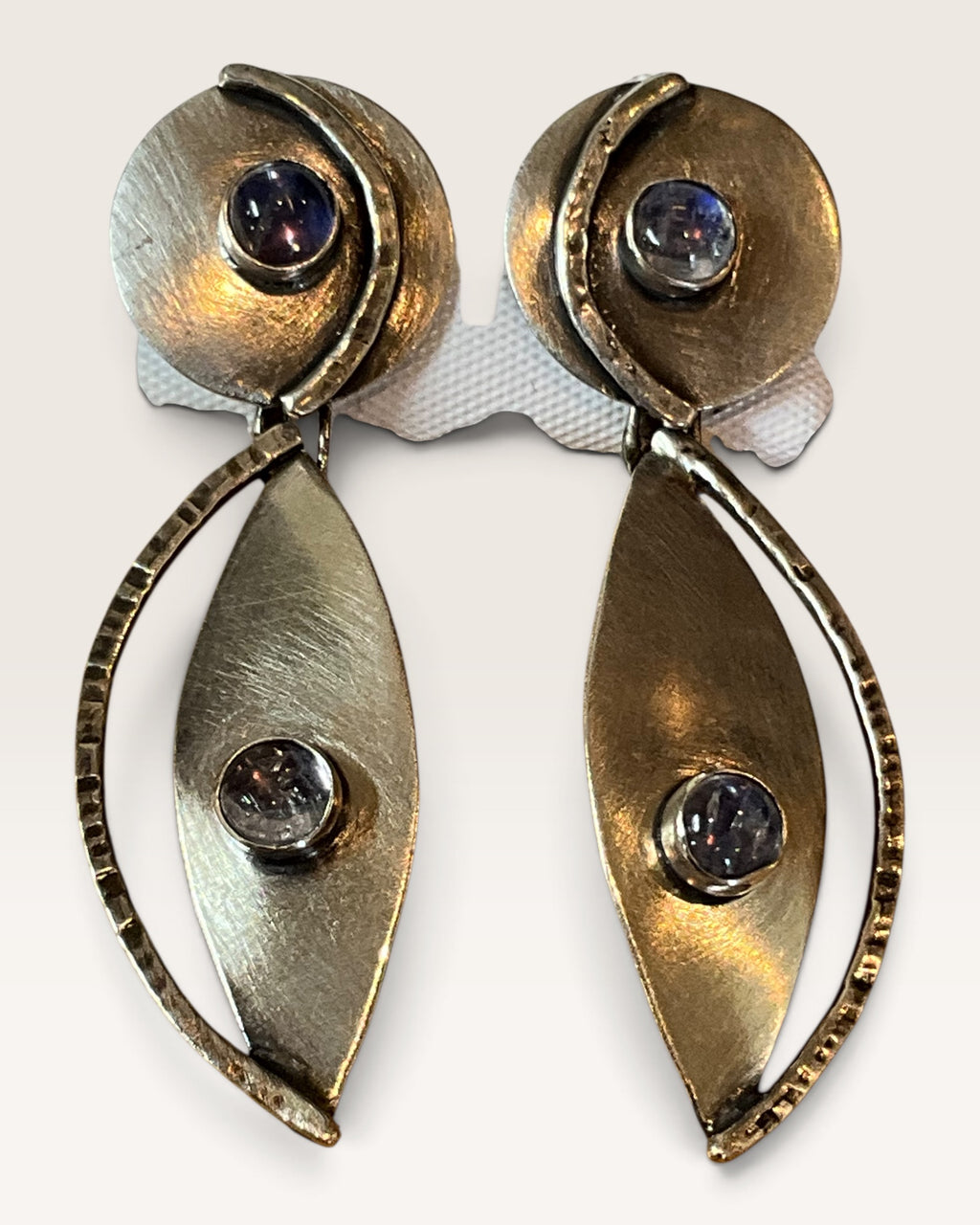 Regina Marie Sterling Silver & Rainbow Moonstone Clip On Earrings - Pre-Loved