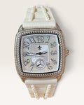 Judith Ripka Stainless Steel Mother of Pearl Cushion with with White Silicon Strap - Pre-Loved