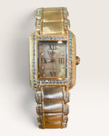 Judith Ripka Diamonique Stainless Steel Regent Watch with Mother of Pearl and Textured Cable Links - Pre-Loved