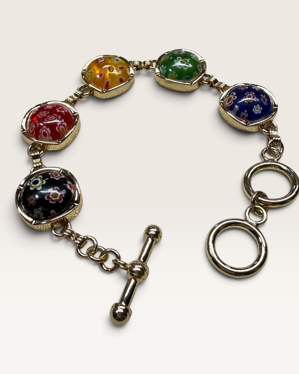 Millefiori Murano Glass Bracelet - Multicolor - Pre-Loved
