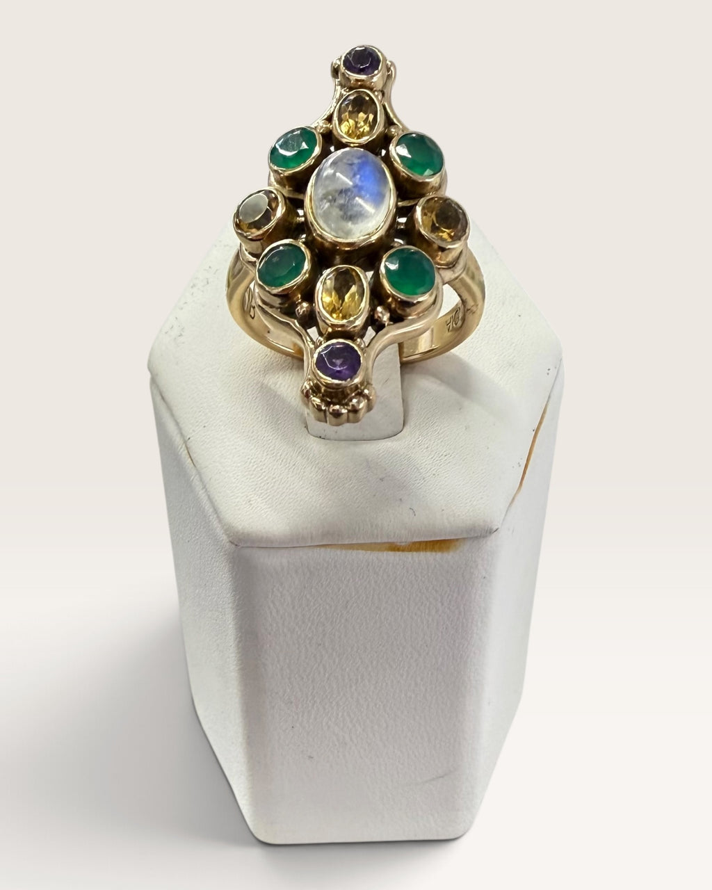 Nicky Butler Rainbow Moonstone, Green Onyx & Citrine, Amethyst Multi Gemstone Ring - Pre-Love
