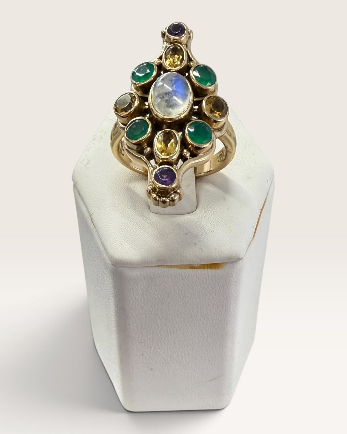 Nicky Butler Rainbow Moonstone, Green Onyx & Citrine, Amethyst Multi Gemstone Ring - Pre-Love