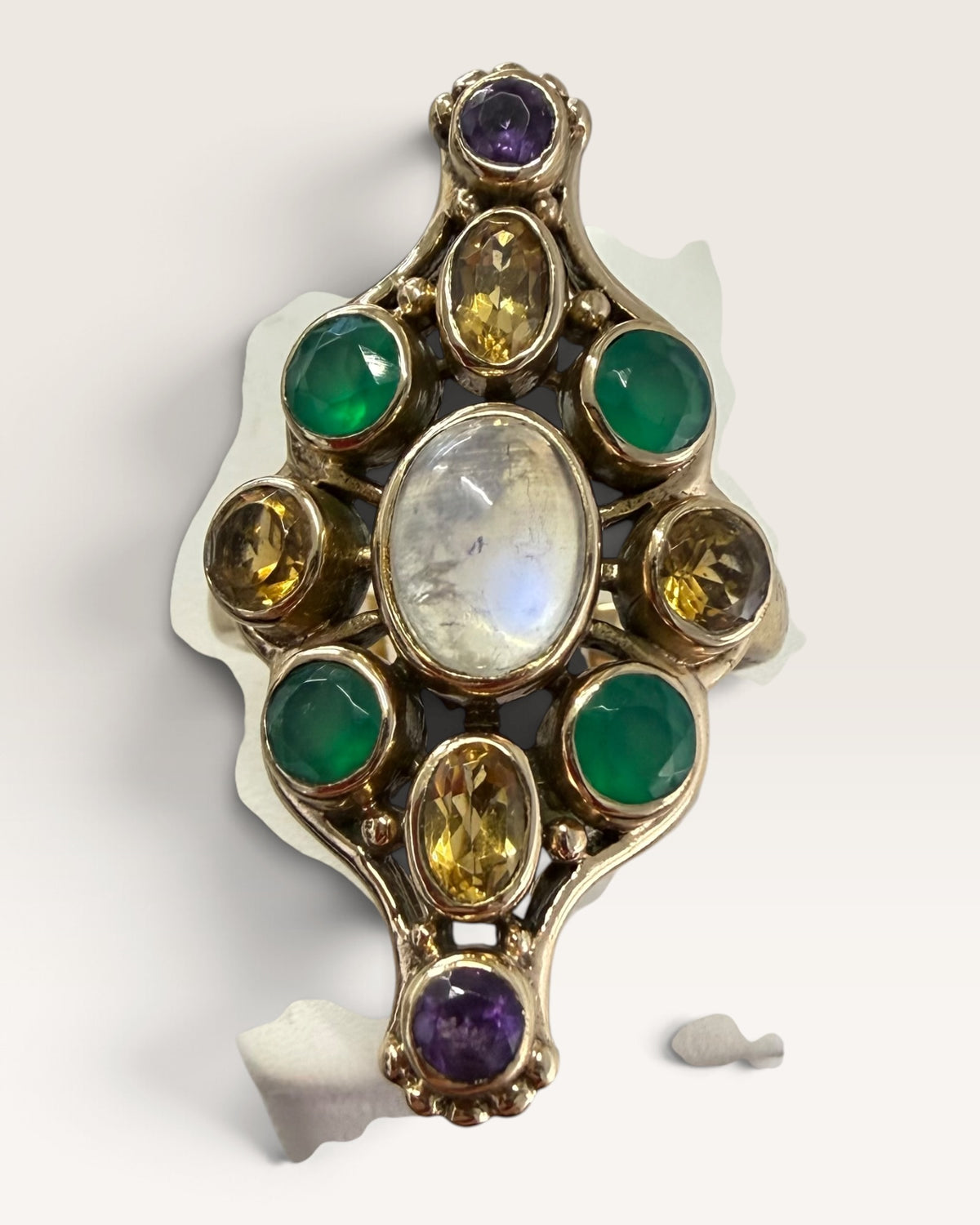 Nicky Butler Rainbow Moonstone, Green Onyx & Citrine, Amethyst Multi Gemstone Ring - Pre-Love