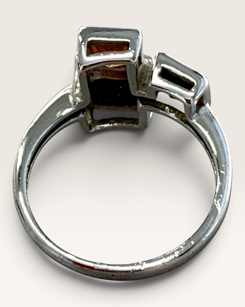Sterling Silver Onyx, Citrine & Peridot  Multi-Gemstone Ring - Pre-Loved