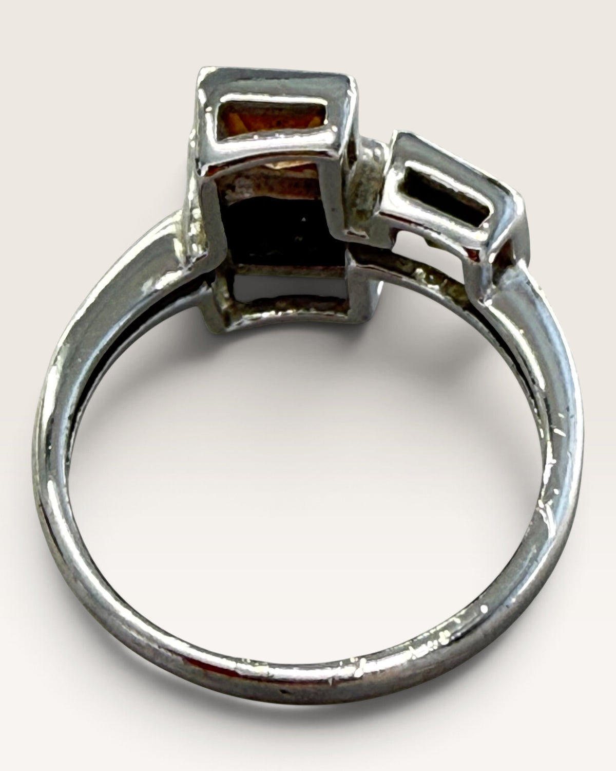 Sterling Silver Onyx, Citrine & Peridot  Multi-Gemstone Ring - Pre-Loved